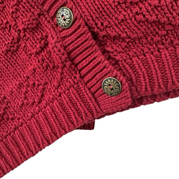 Vintage Alps Medium Button Sweater Cardigan Red Cotton Oversized USA Womens - Picture 8 of 11